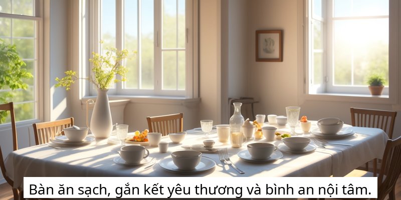 Bàn ăn sạch, gắn kết yêu thương và bình an nội tâm.